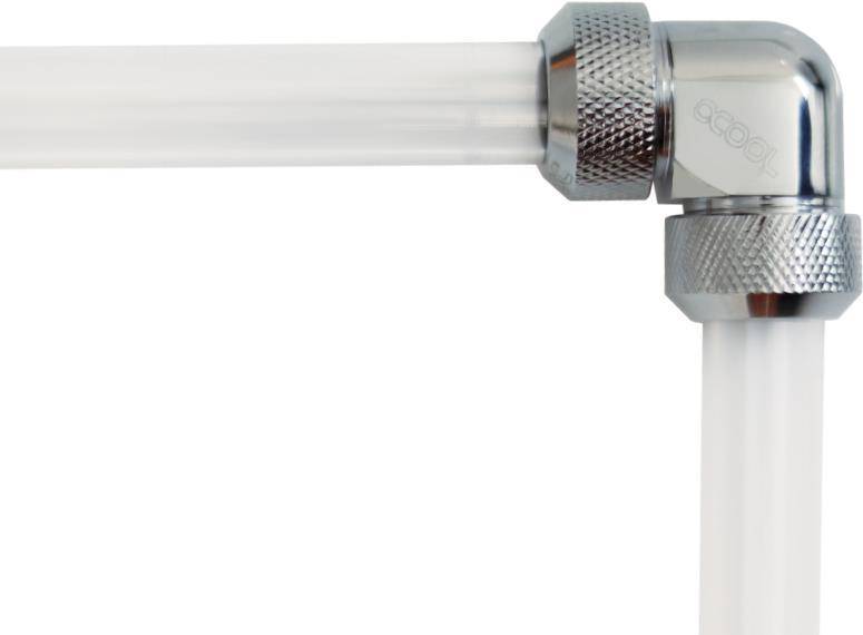 Alphacool Eiszapfen 13mm HardTube Anschraubtülle 90° L-Verbinder Acryl- Messingrohre