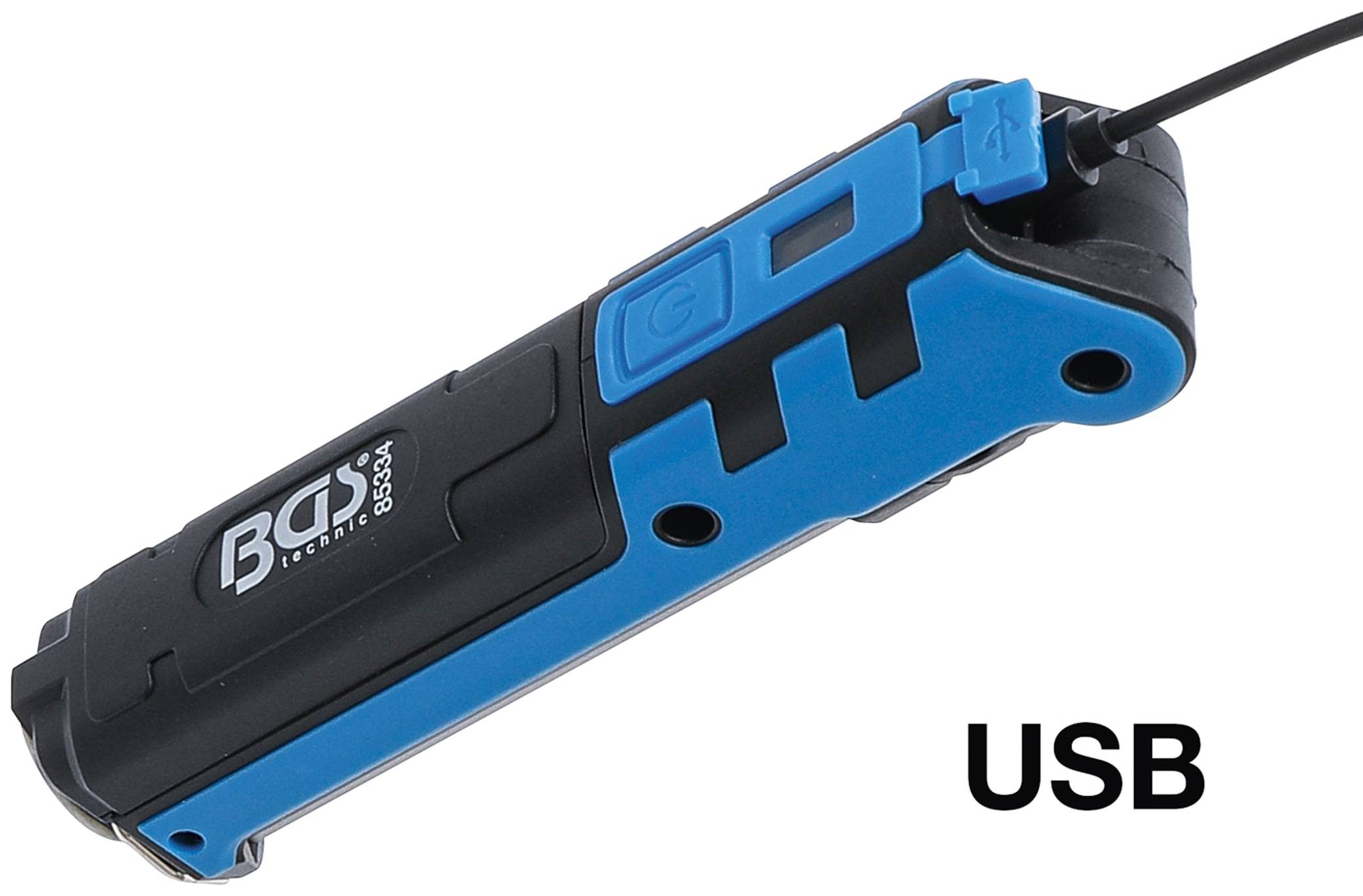 BGS TECHNIC LED-Knicklampe 85334, 3,7V, 2000 mAh, klappbar, blau/schwarz