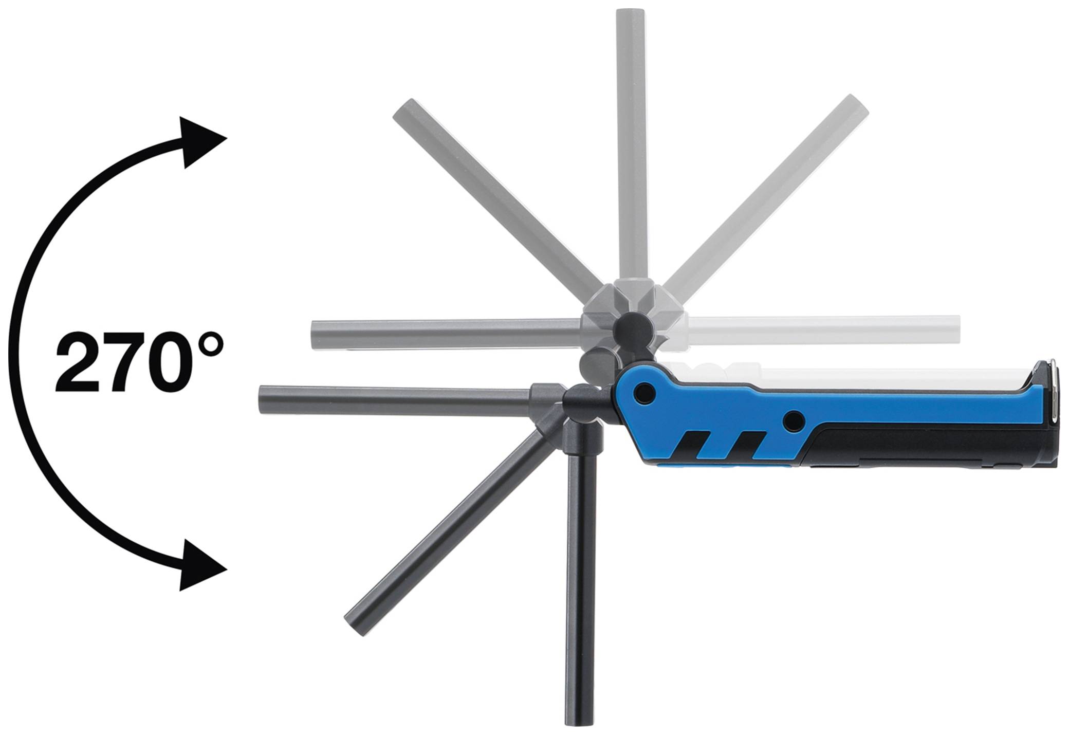 BGS TECHNIC LED-Knicklampe 85334, 3,7V, 2000 mAh, klappbar, blau/schwarz