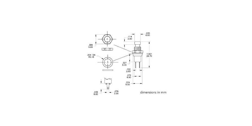 Any brand DRUCKTASTER - EIN-(AUS) - ROTE SCHUTZKAPPE