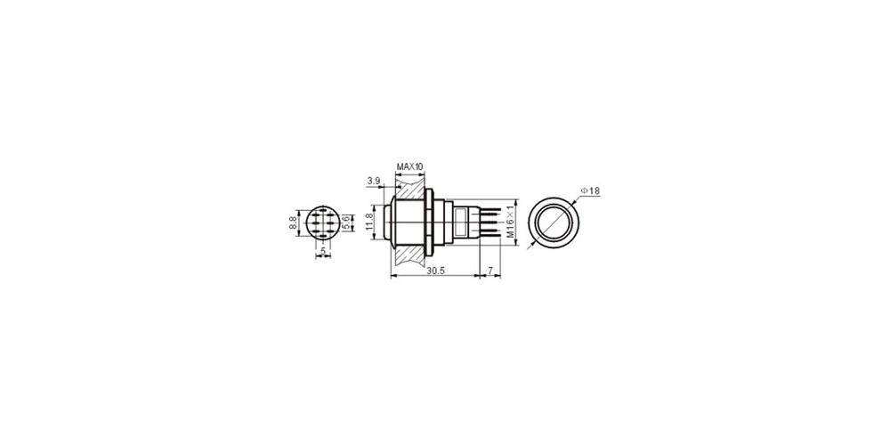 Onpow DRUCKSCHALTER - RUND - HOCH - METALL - DPDT 2NO 2NC