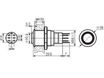 DRUCKSCHALTER - RUND - HOCH - METALL - SPDT 1NO 1NC - ROTE RINGBELEUCHTUNG