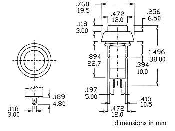 R18-25A - DRUCKSCHALTER - 1P AUS-EIN - SCHWARZE SCHUTZKAPPE - 1 A / 125 V