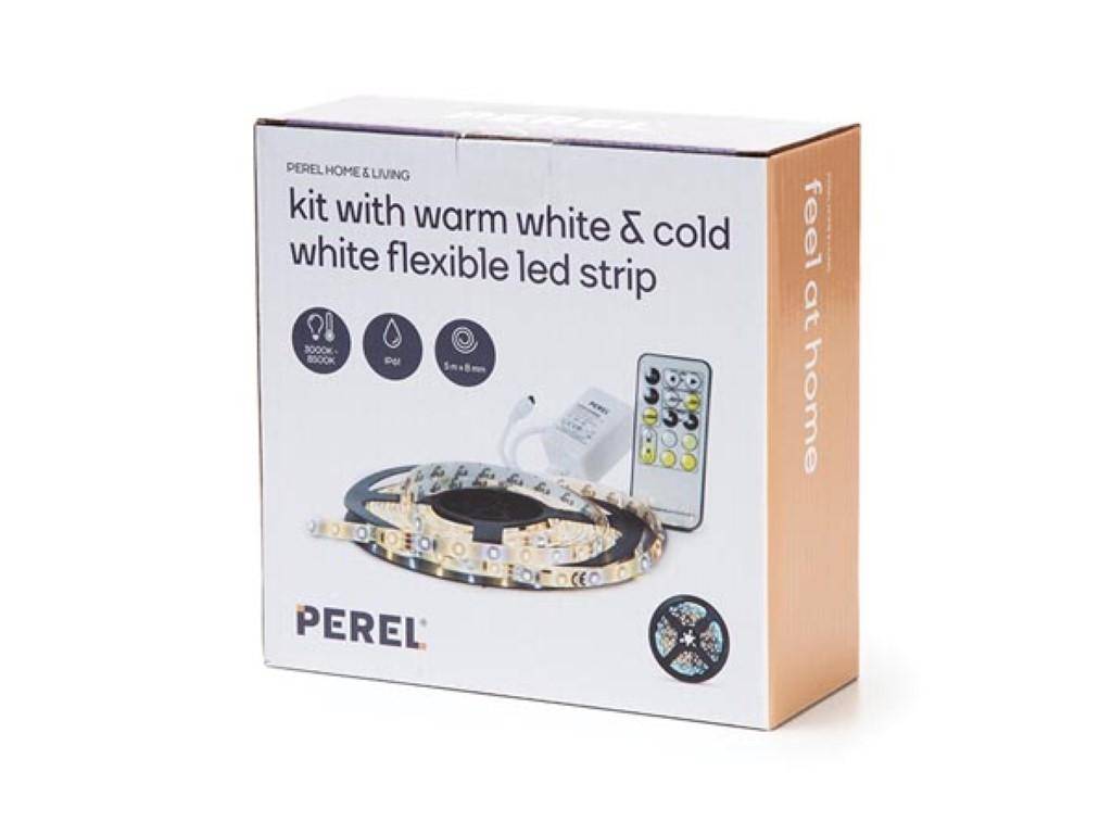 Perel SET MIT FLEXIBLEM LED-STREIFEN, CONTROLLER UND NETZTEIL - WARM-