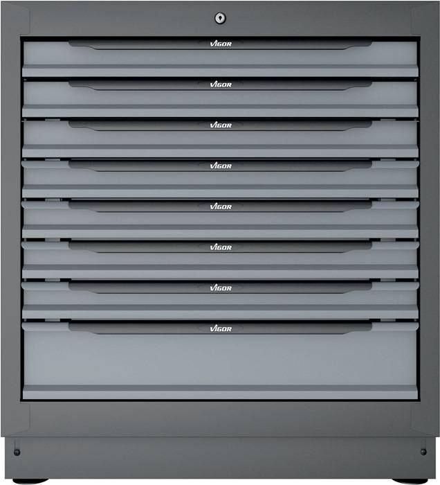 Schubladenschrank V6000-032XL H953xB500xT861mm RAL 9005/RAL 7005 8 Schubl.VIGOR