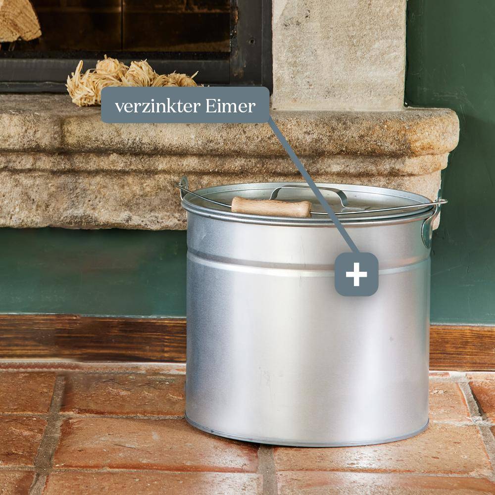 SIENA HOME Ascheeimer verzinkt 16 l, Größe 1 mit Deckel