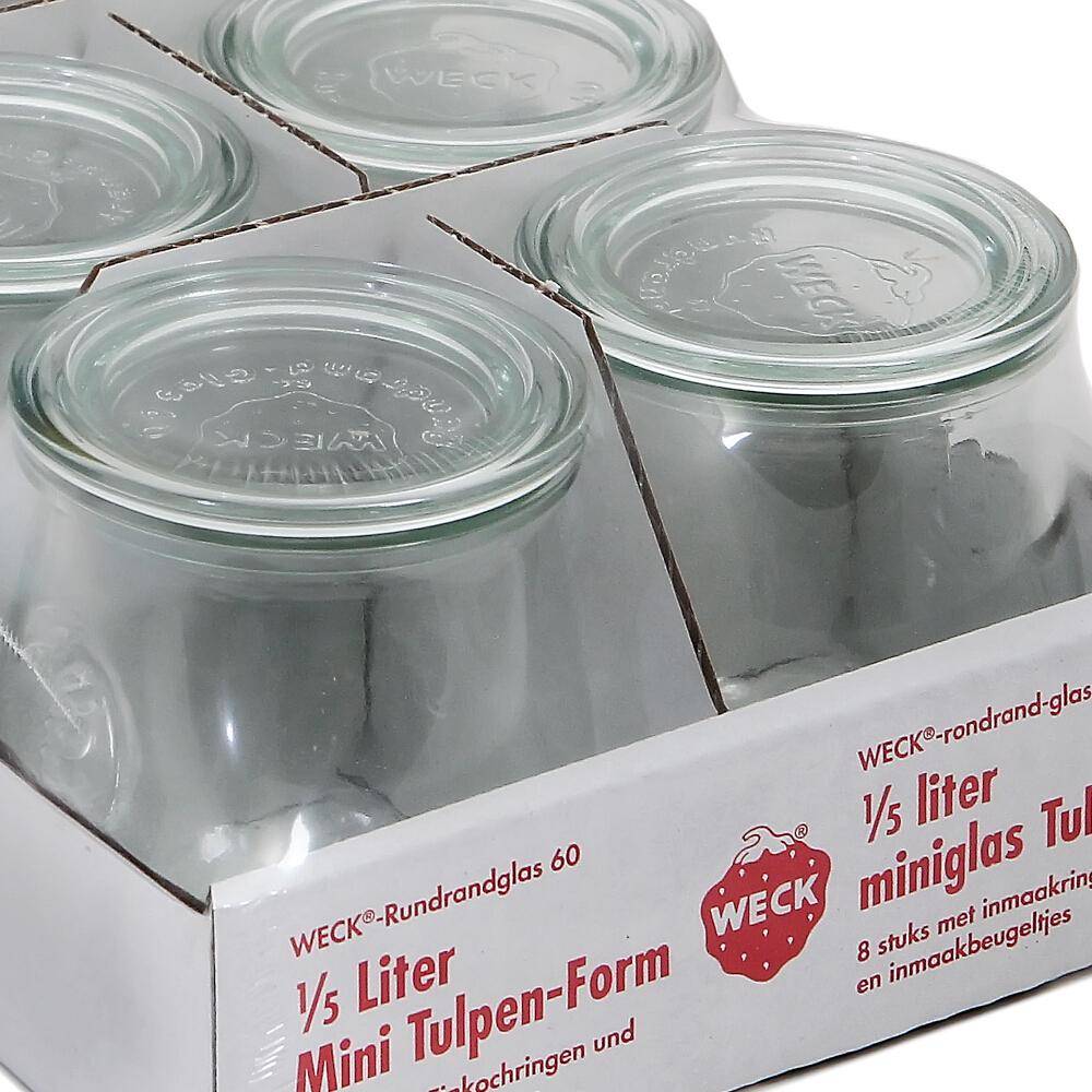 WECK Minitulpenform-Glas 8er-Tray 220 ml mit Ringen und Klammern