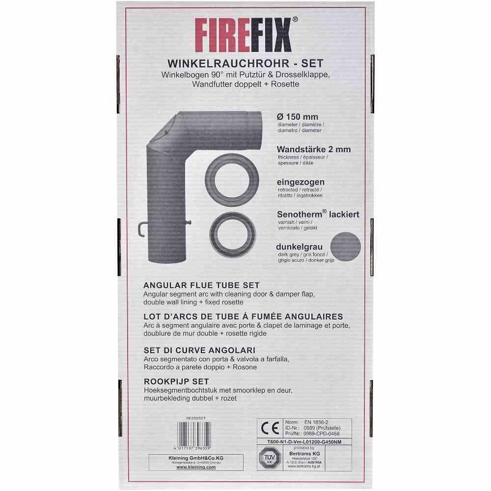 FireFix Winkelknieset 150 mm 3-tlg, grau
