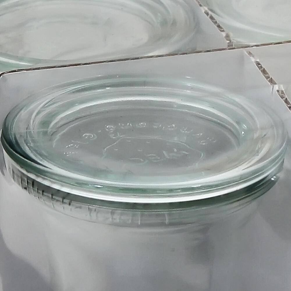 WECK Saftflasche 4er-Tray 1/4 l mit Ringen und Klammern