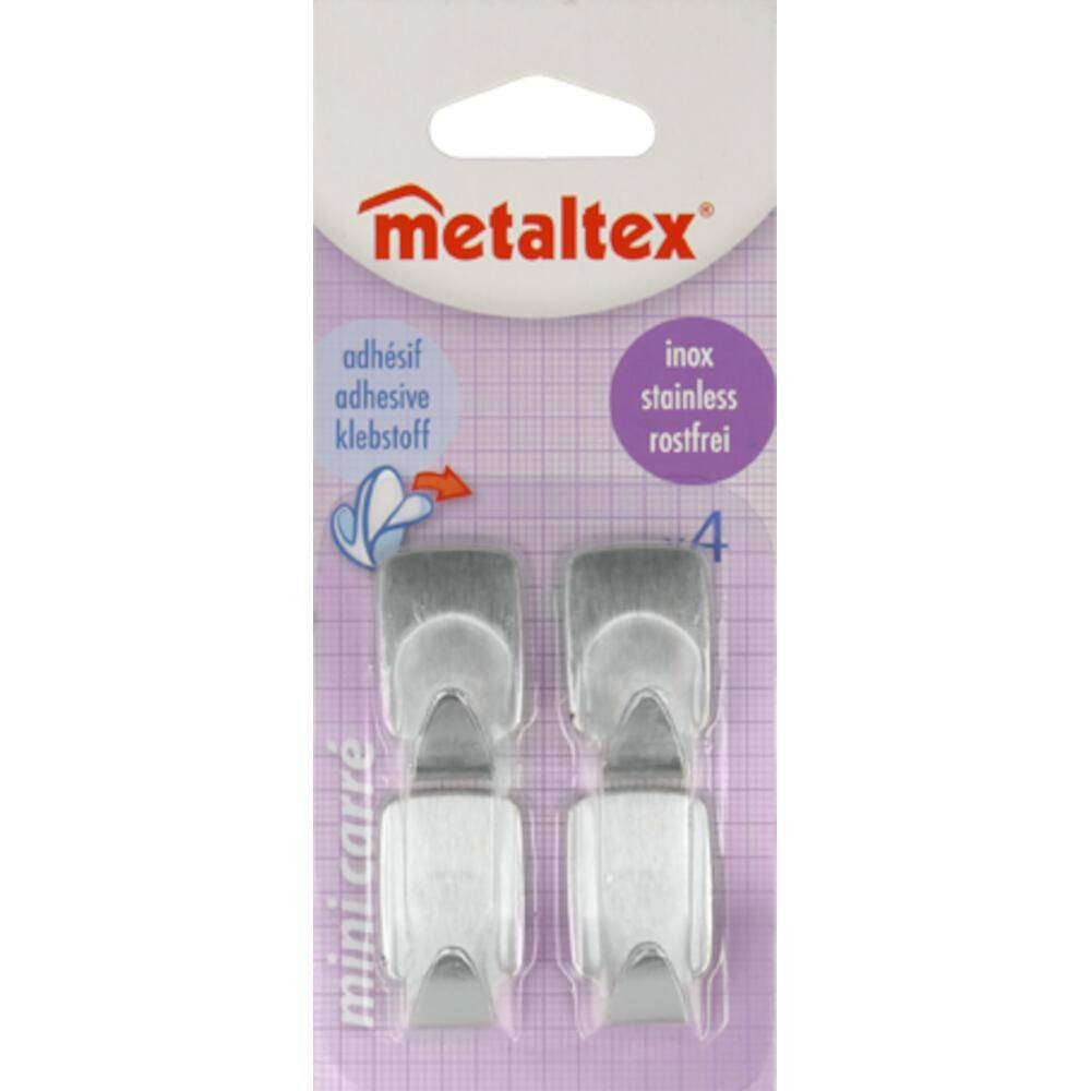 Metaltex Hafthaken 4 Stück rechteckig Edelstahl