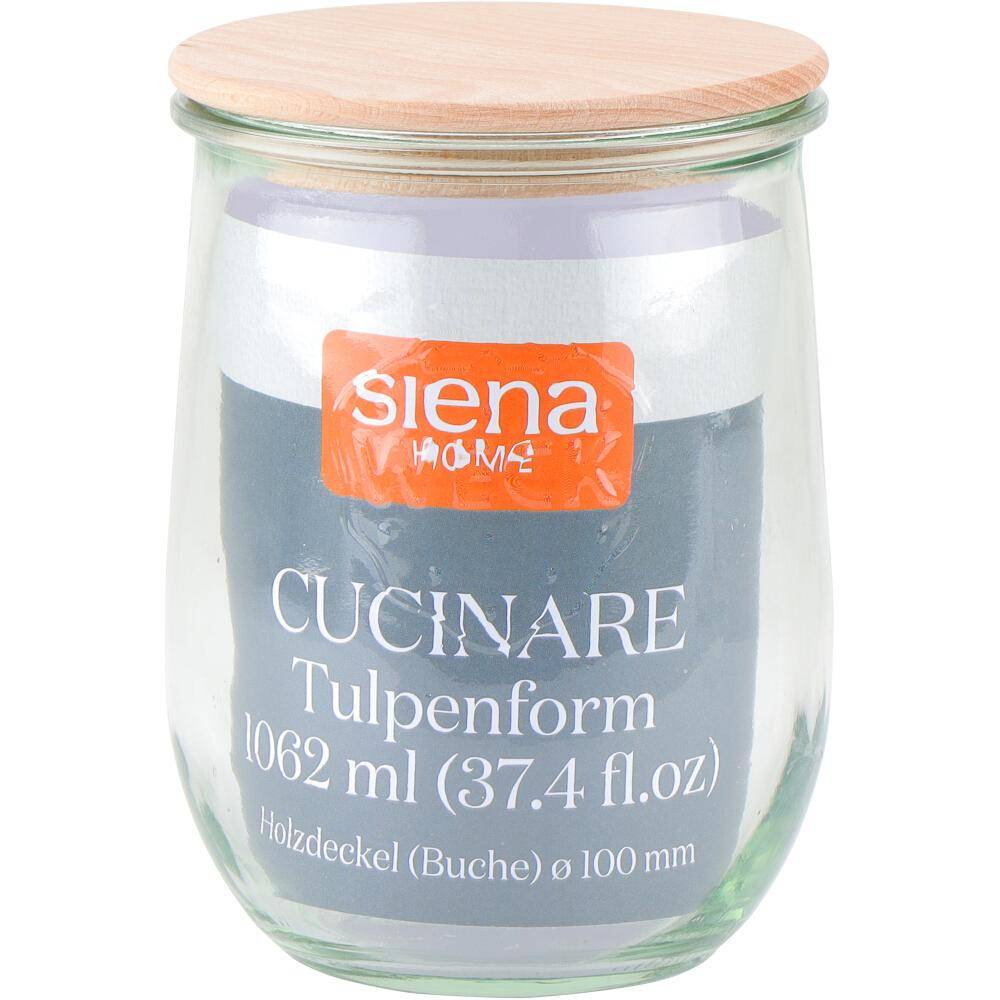 SIENA HOME Tulpenglas "Cucinare" HD 1,0 l Weck-Glas, Buchenholz