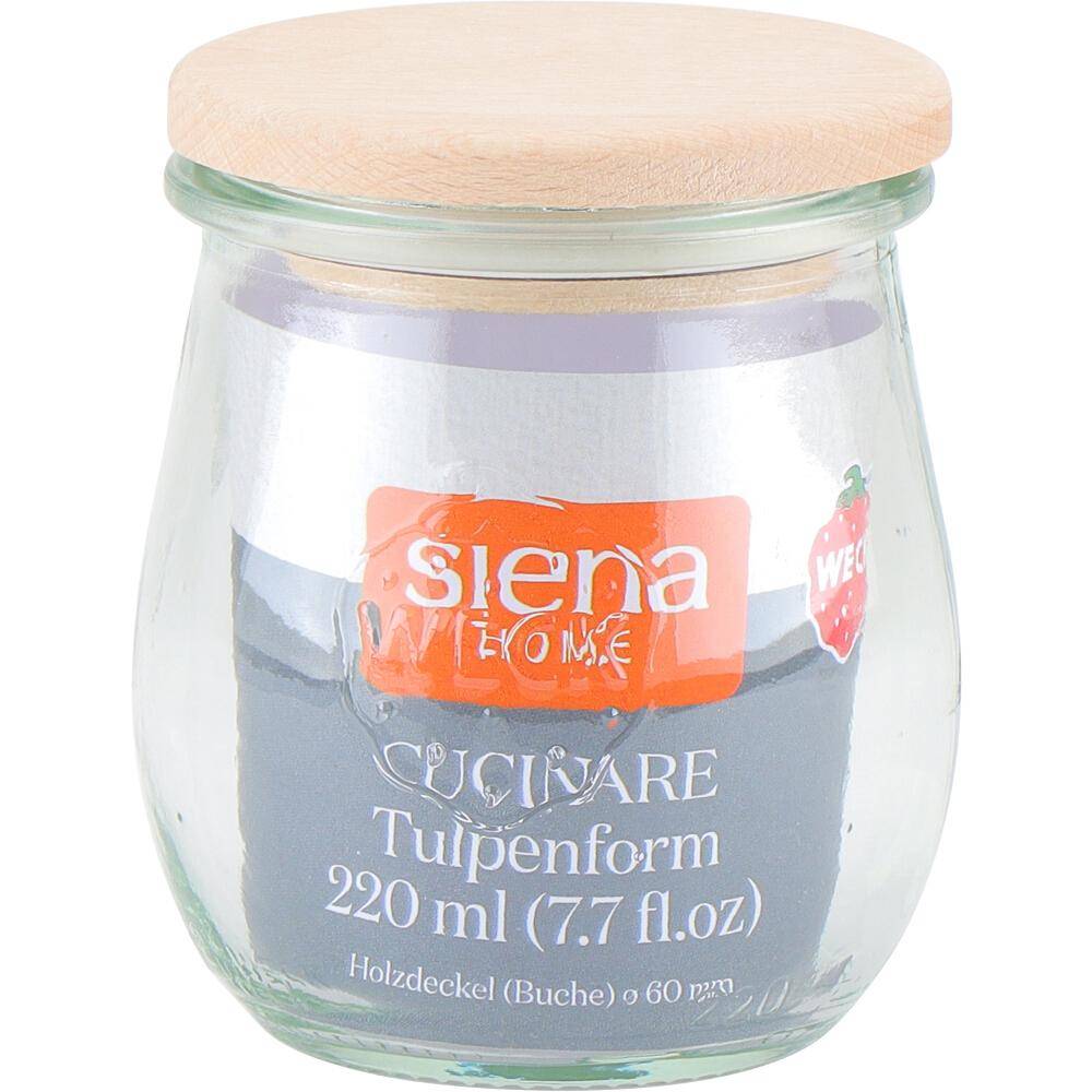 SIENA HOME Tulpe-Glas "Cucinare" HD 220 ml Weck-Glas, Buchenholz