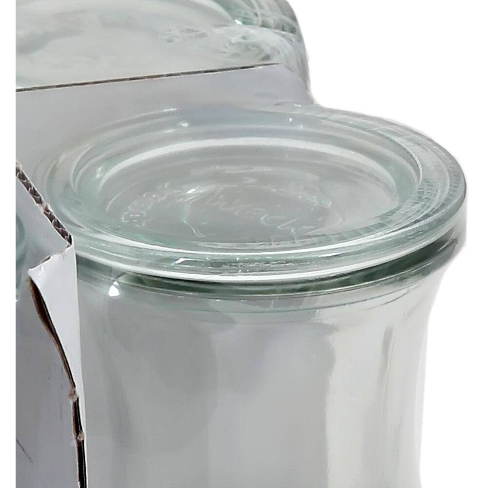 WECK Saftflasche 4er-Tray 1/2 l mit Ringen und Klammern