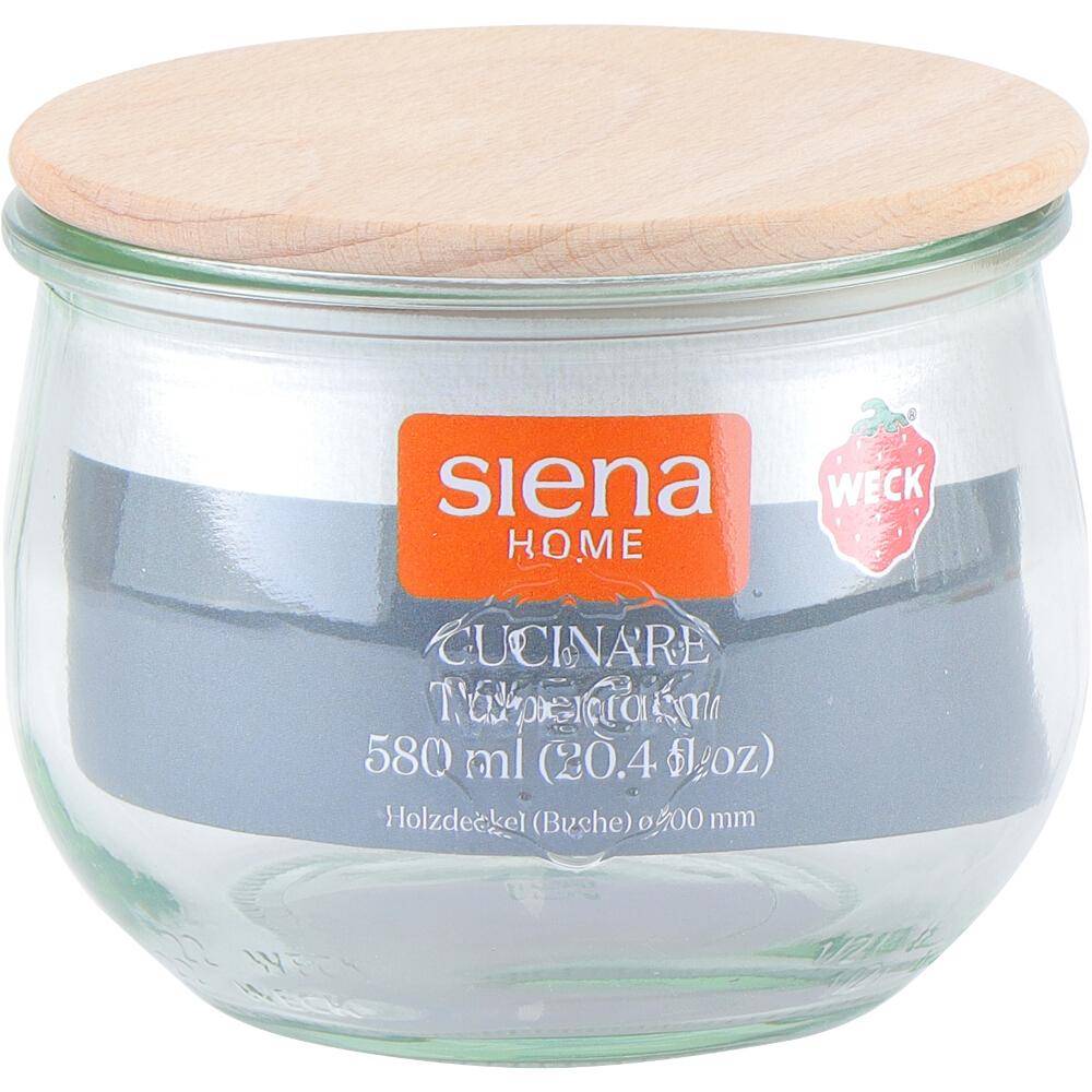 SIENA HOME Tulpe-Glas "Cucinare" HD 580 ml Weck-Glas, Buchenholz