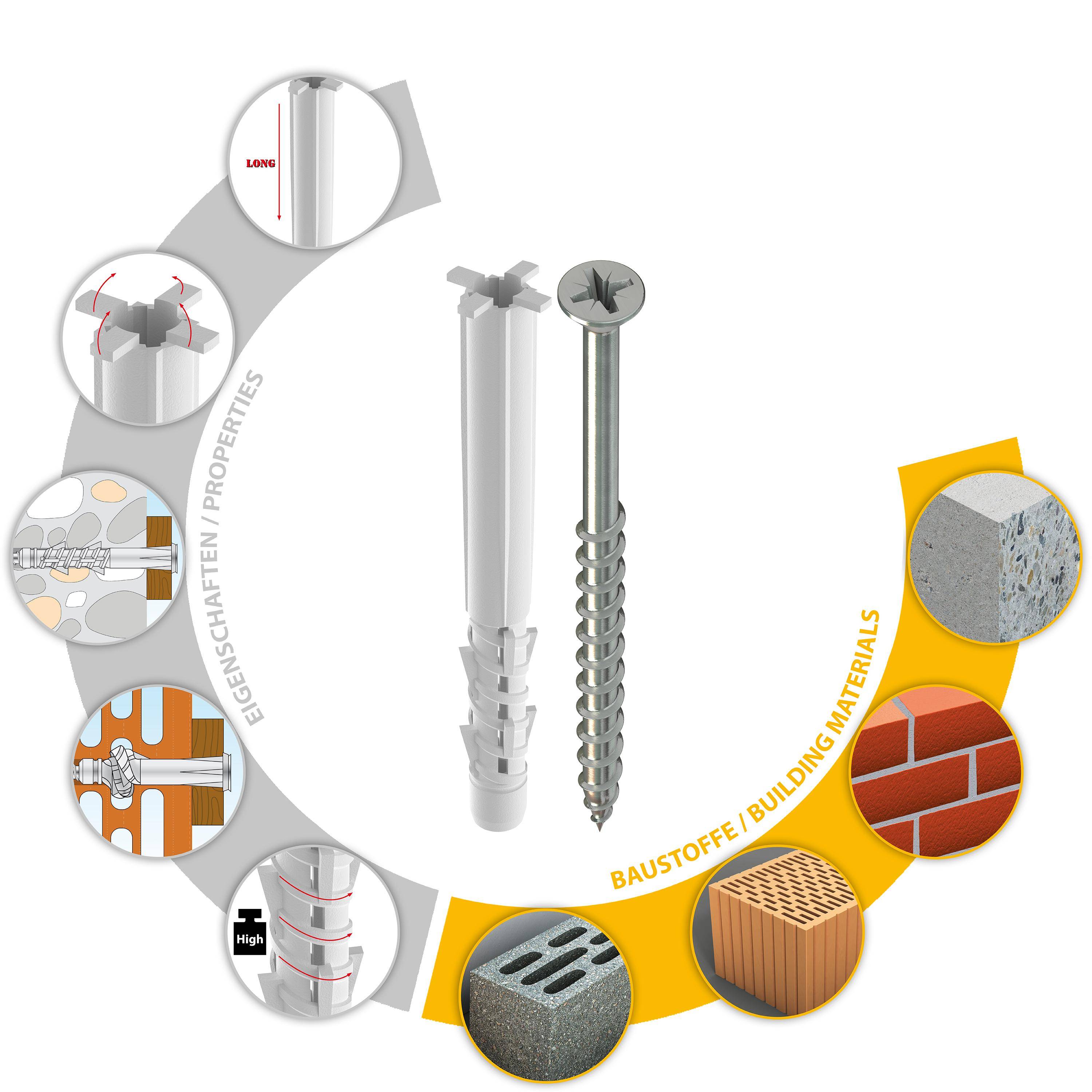TOX Allzweck-Rahmendübel Tetrafix XL 6x65 mm + Schraube