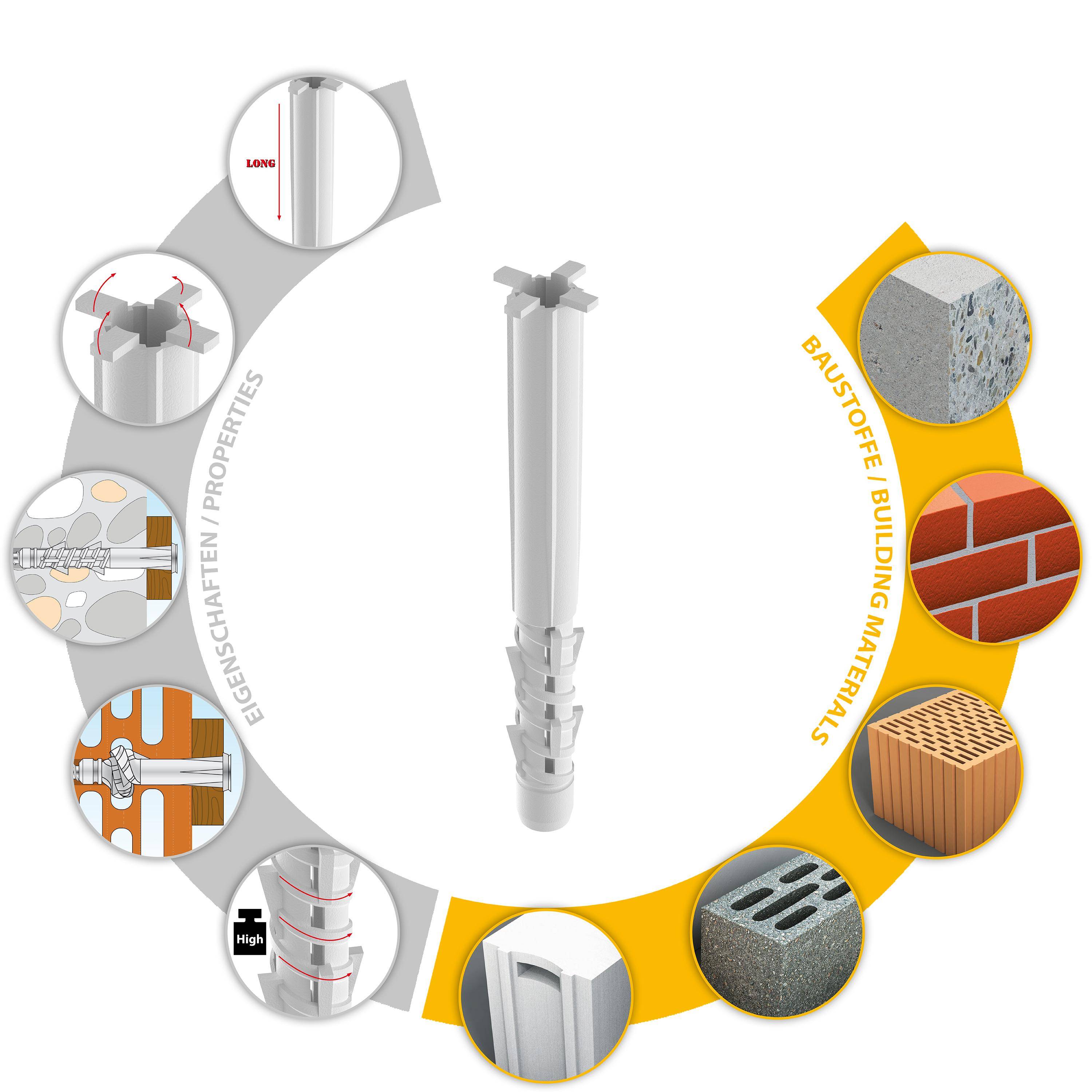 TOX Allzweck-Rahmendübel Tetrafix XL 8x80 mm