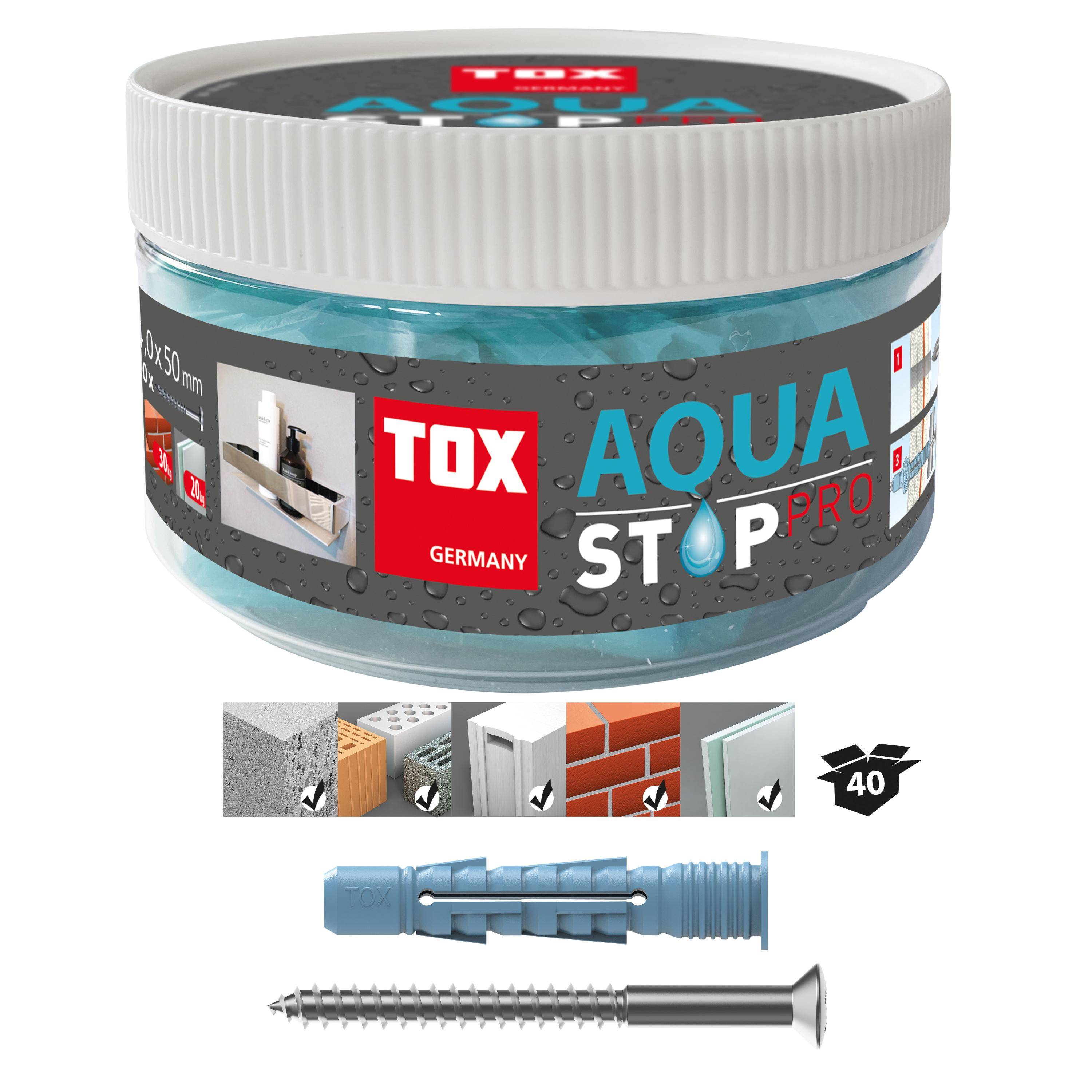 TOX Dübel Aqua Stop Pro 6/38+Schr.in Runddose á40