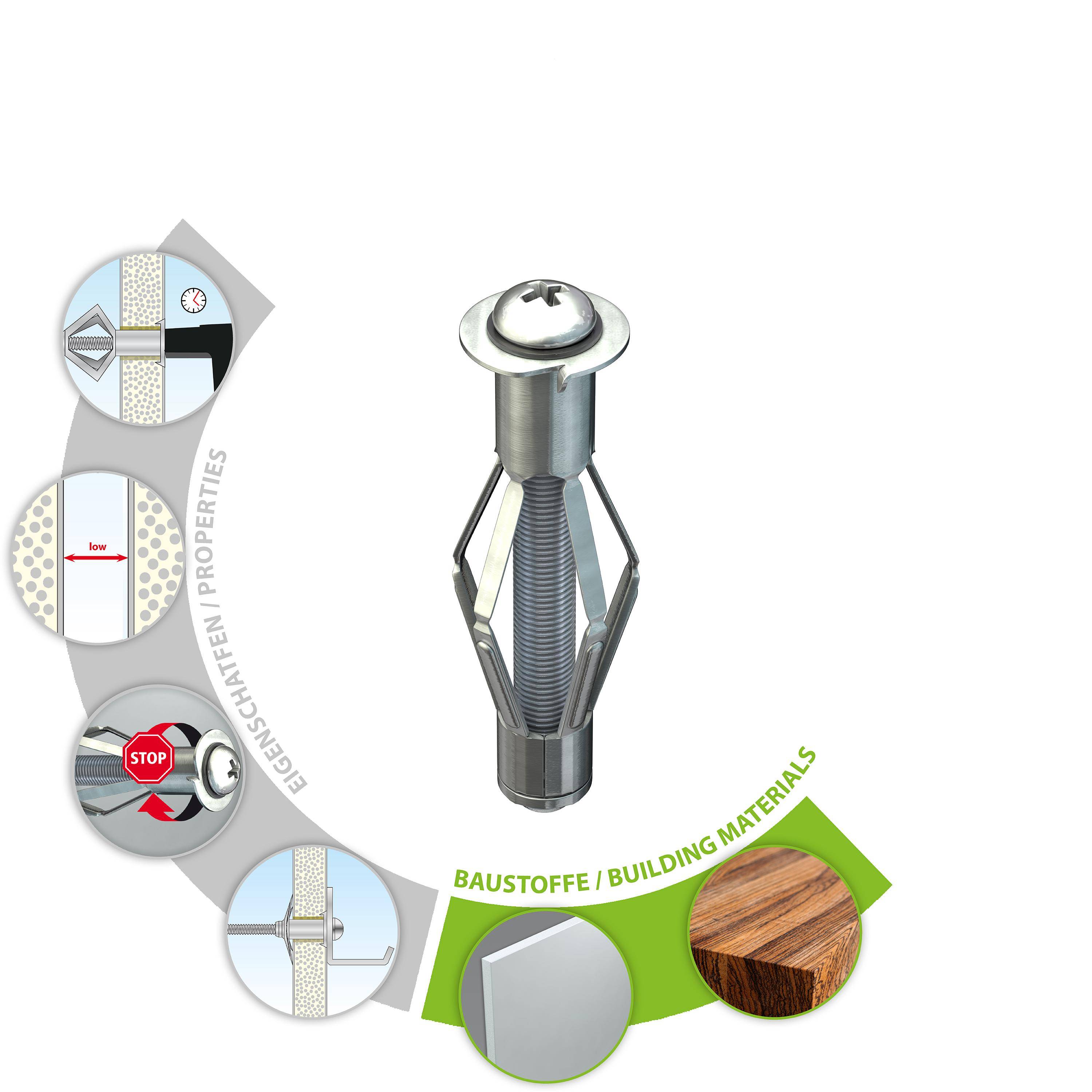 TOX Metall-Hohlraumdübel Acrobat M4x32 mm