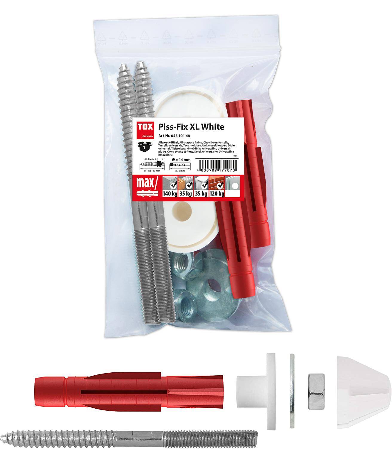 TOX Urinal- & Waschtischbefestigung Piss-Fix XL M10 weiß