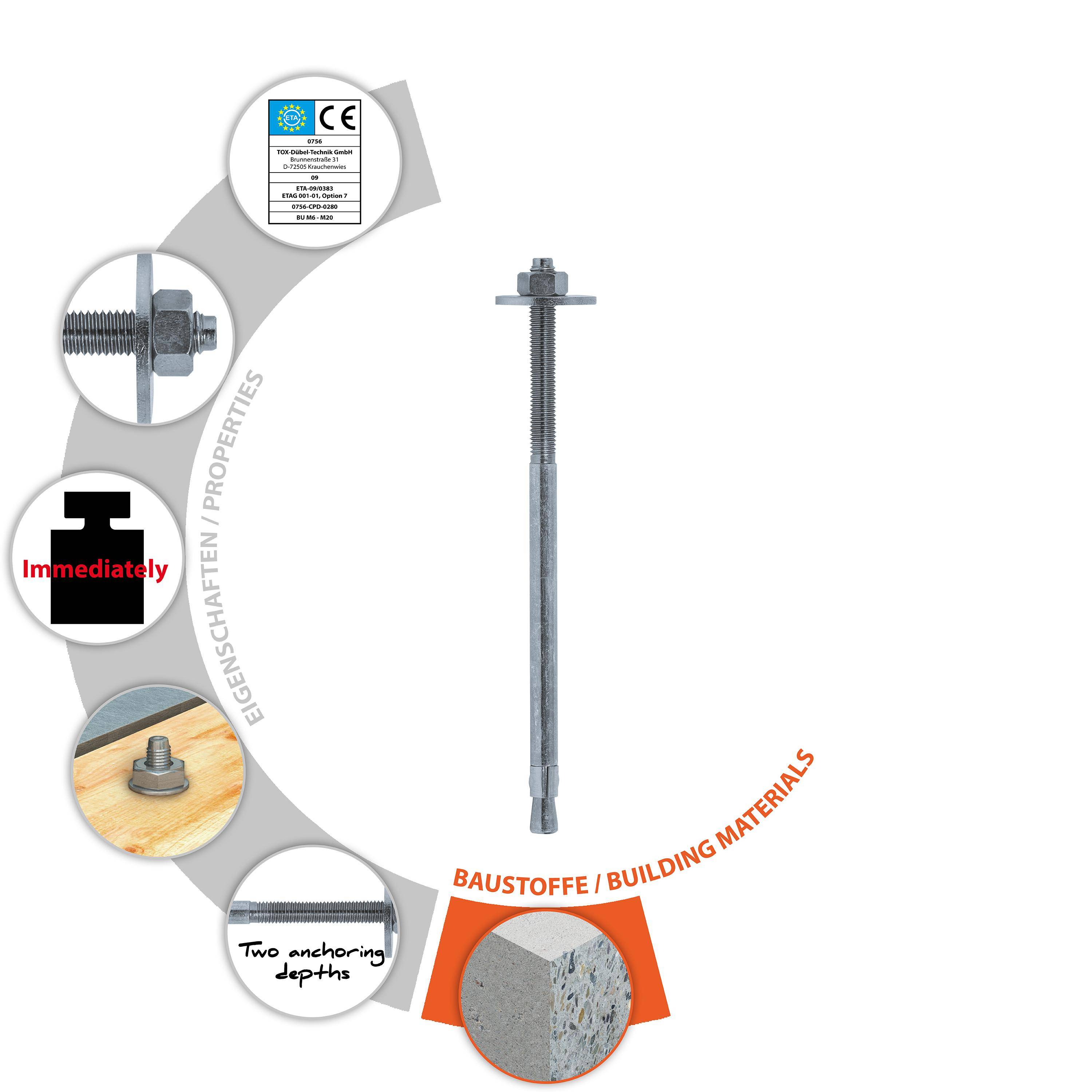TOX Bolzenanker Slim Fix M16x250/126 mm
