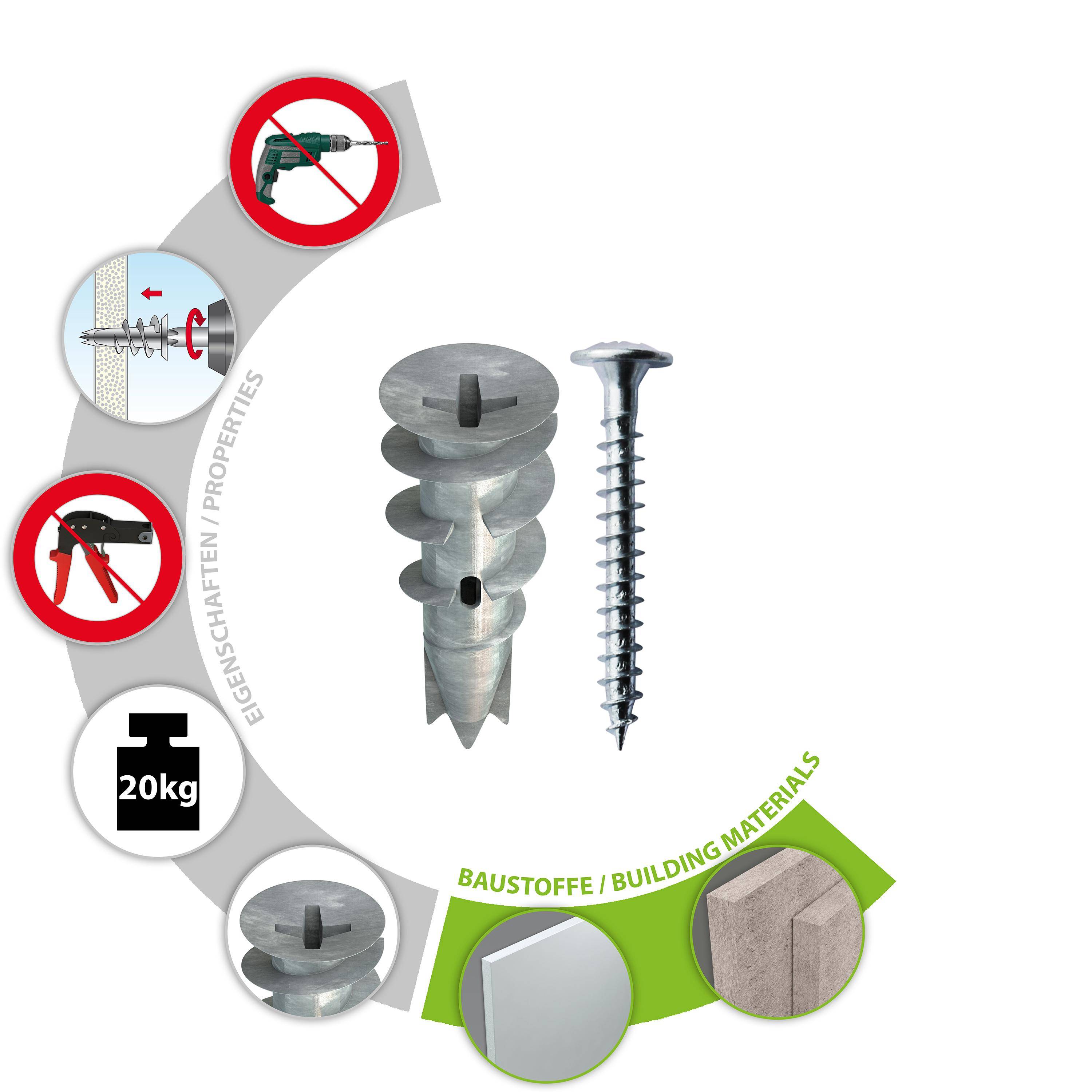 TOX Gipskartondübel Spiral Plus 37-2 + Schraube