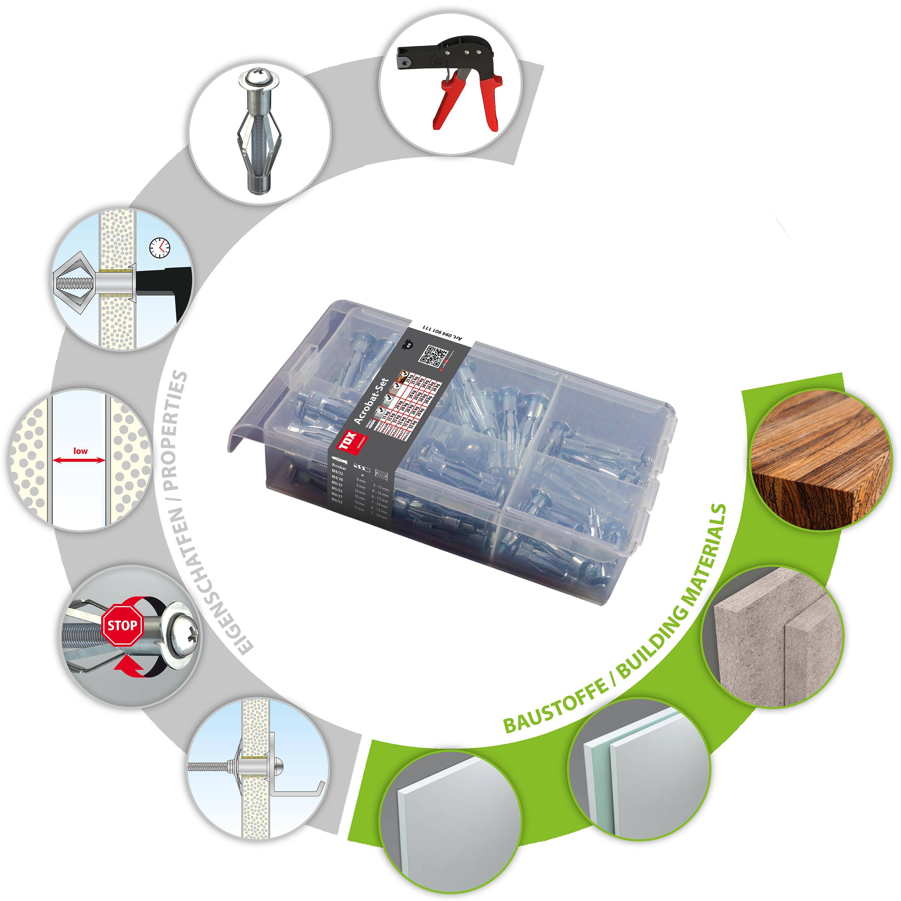 TOX Metall-Hohlraumdübel-Sortiment Acrobat Set 60 tlg.