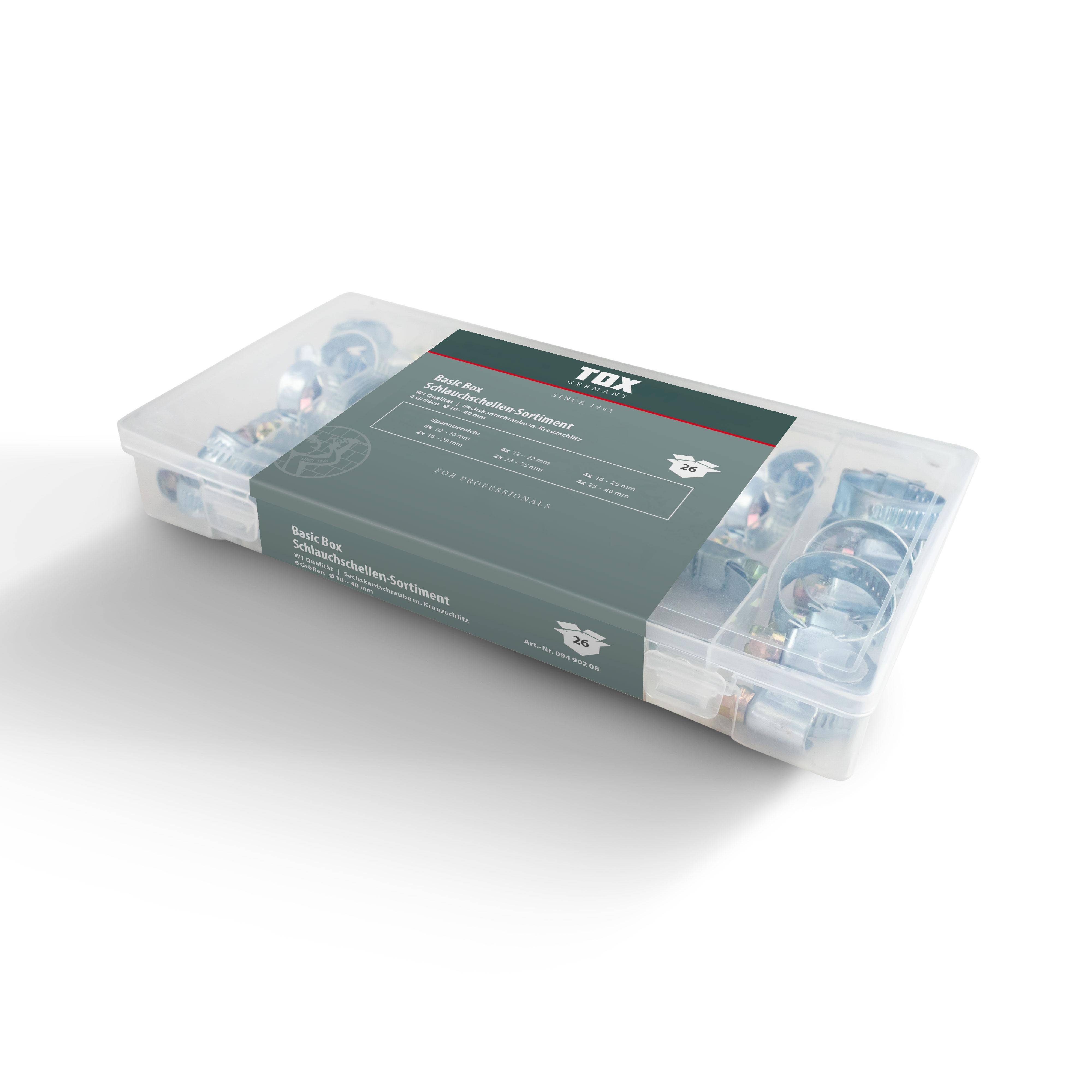 TOX Basic Box Schlauchschellen - Sortiment 26 tlg.