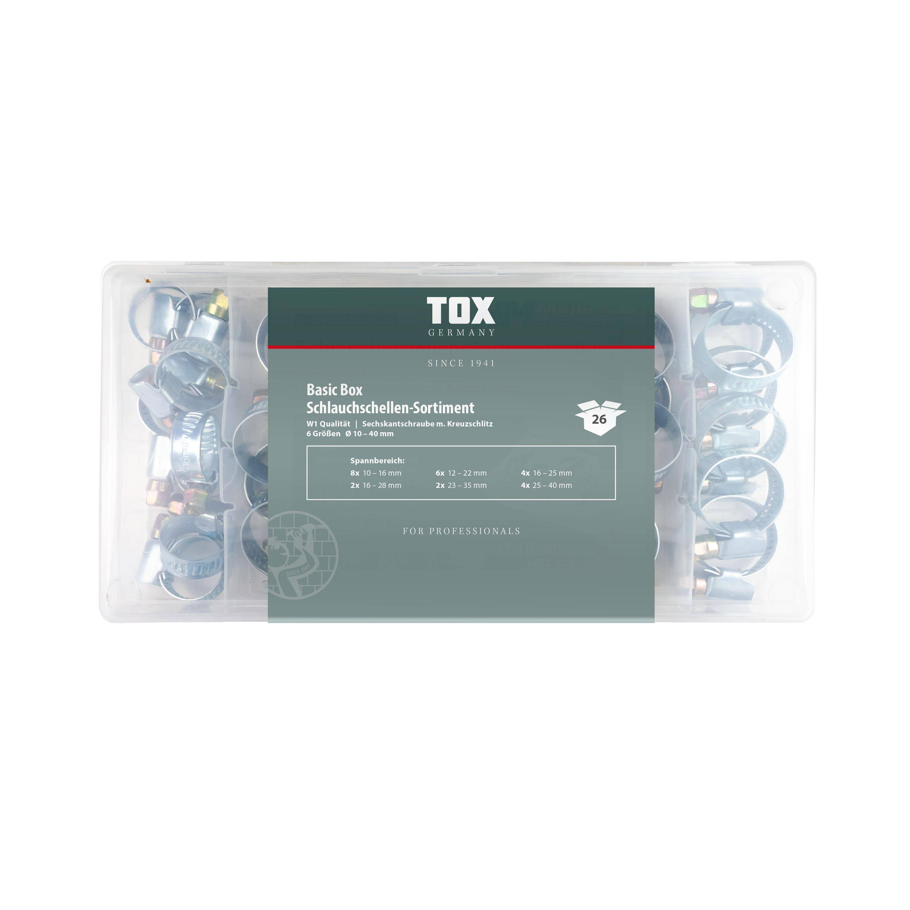 TOX Basic Box Schlauchschellen - Sortiment 26 tlg.
