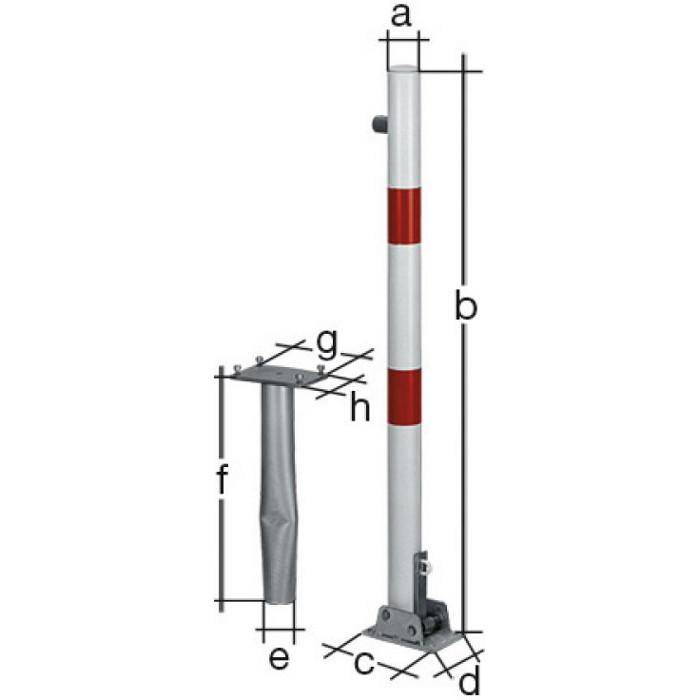 Absperrpfosten "Locky-Bo" - GAH - umlegbar - zum Einbetonieren - Pfosten 70 x 70 mm - Höhe über Boden 1000 mm