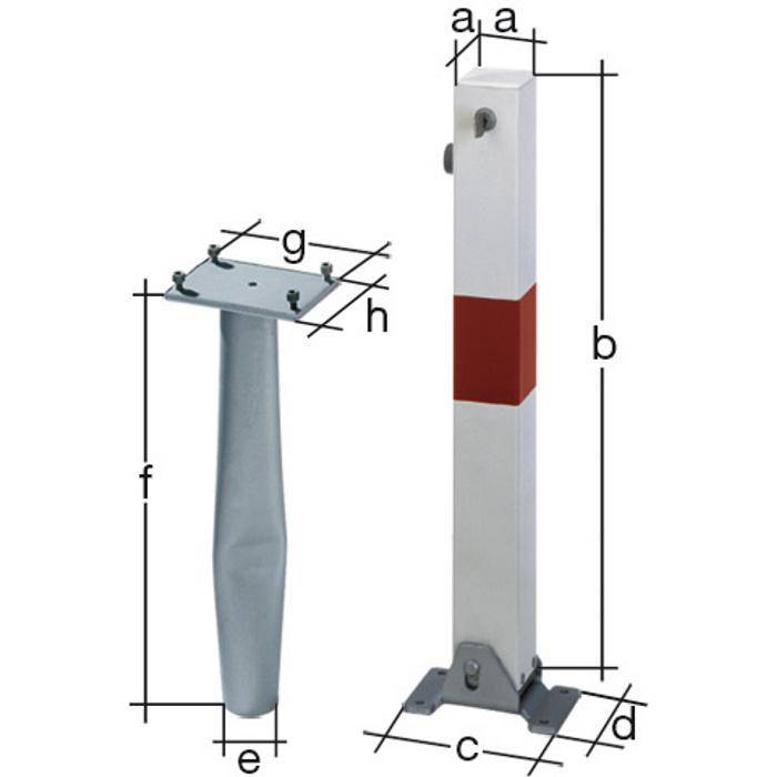 Absperrpfosten "Little-Bo" - GAH - umlegbar - zum einbetonieren - Pfosten (a) Ø 60 mm - gleichschließendes Profilzylinderschloss mit drei Schlüssel