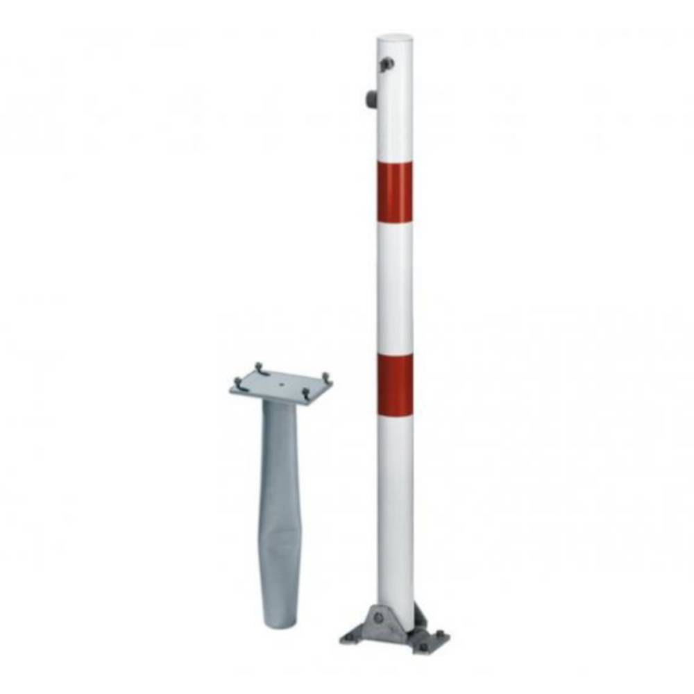 Absperr-Pfosten - "Klappy-Bo" - Höhe 1 m - weiß/ rot - Stahl - zum Einbetonieren