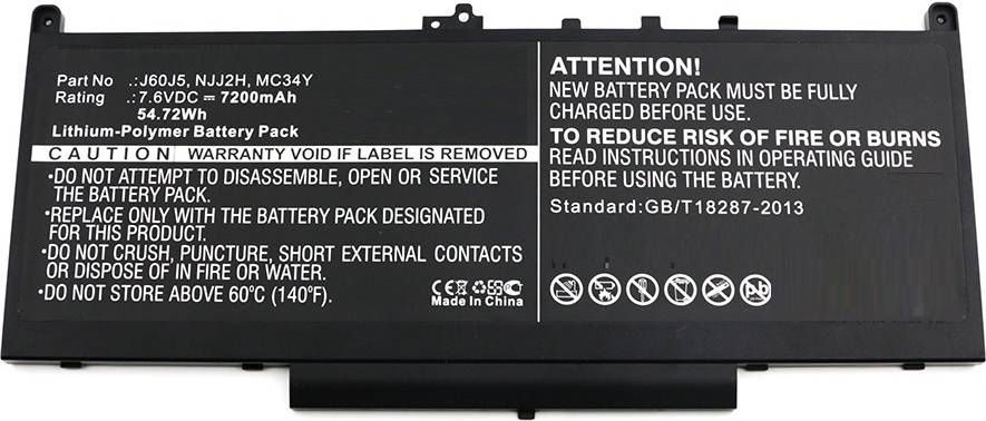 Eine schwarze Lithium-Ionen-Batterie mit weißem Warntext, der vor Gefahren, ordnungsgemäßer Verwendung und Sicherheitsstandards warnt, einschließlich spezifischer Modelldetails.