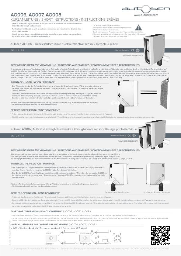 Einweglichtschranke/ Optischer Sensor Empfänger - AO008 - autosen