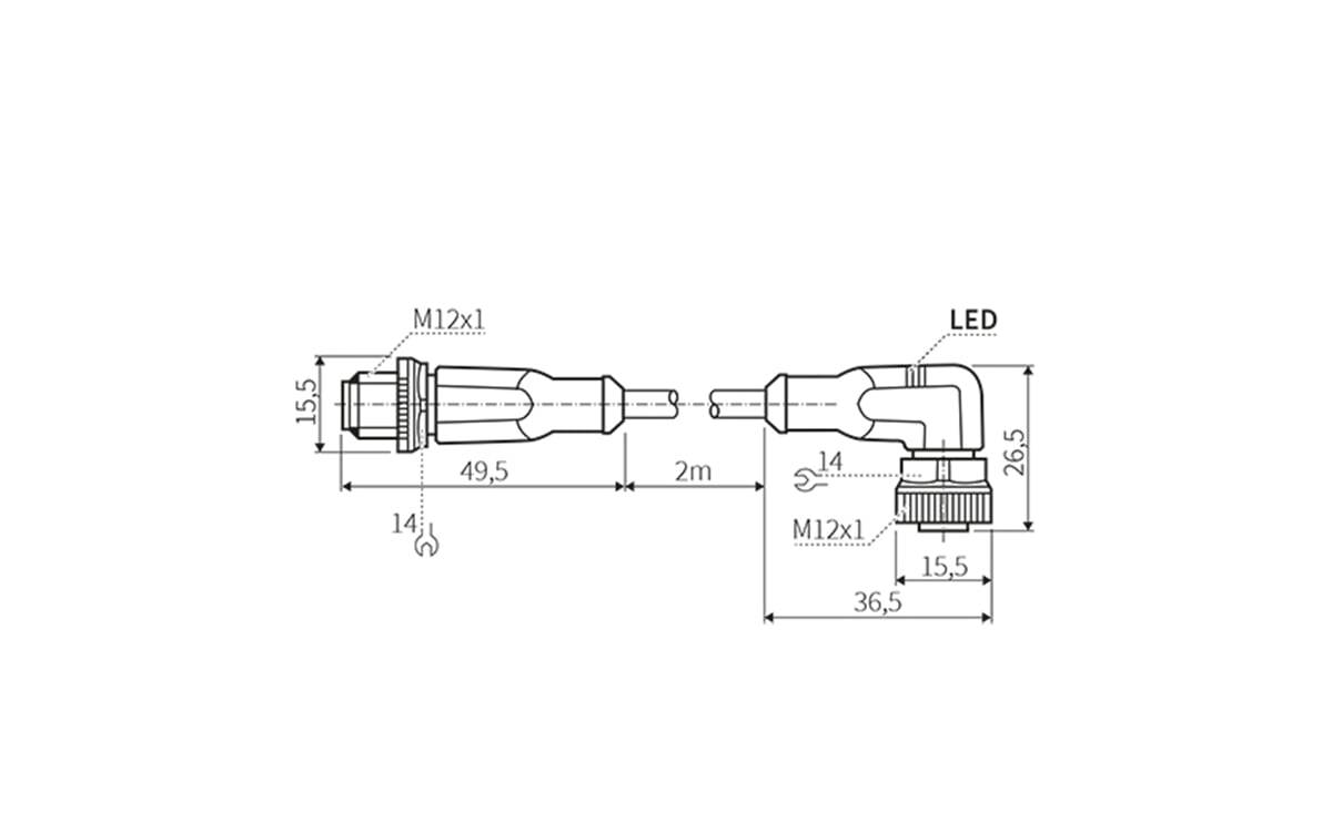 Verbindungsleitung M12/M12 4P PUR 2m IP69K - 2 m - AA203 - autosen