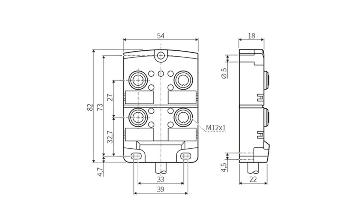 Passivverteiler 4x M12 10 m PUR - 10 m - PUR-Kabel - AA503 - autosen