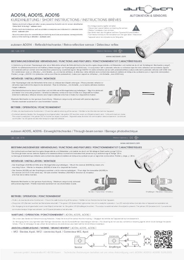 Einweglichtschranke/ Optischer Sensor M18 Empfänger - AO016 - autosen