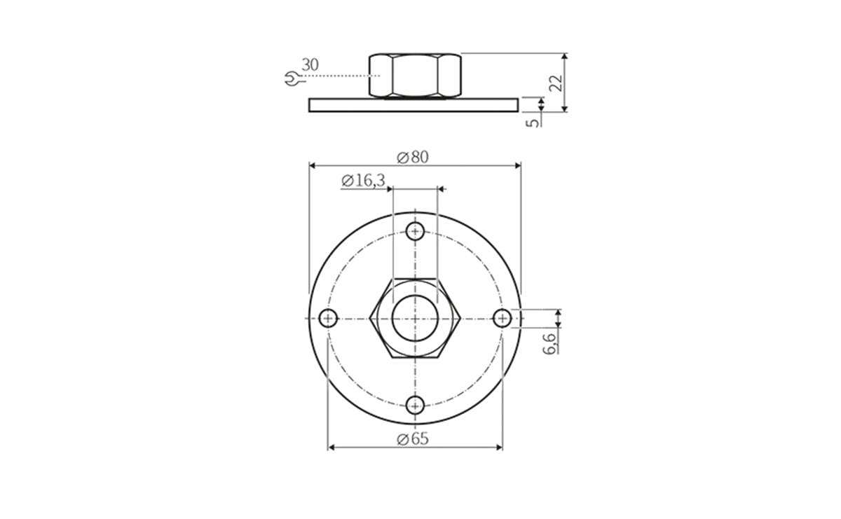 Flanschplatte 65-80 D16 - AA925 - autosen