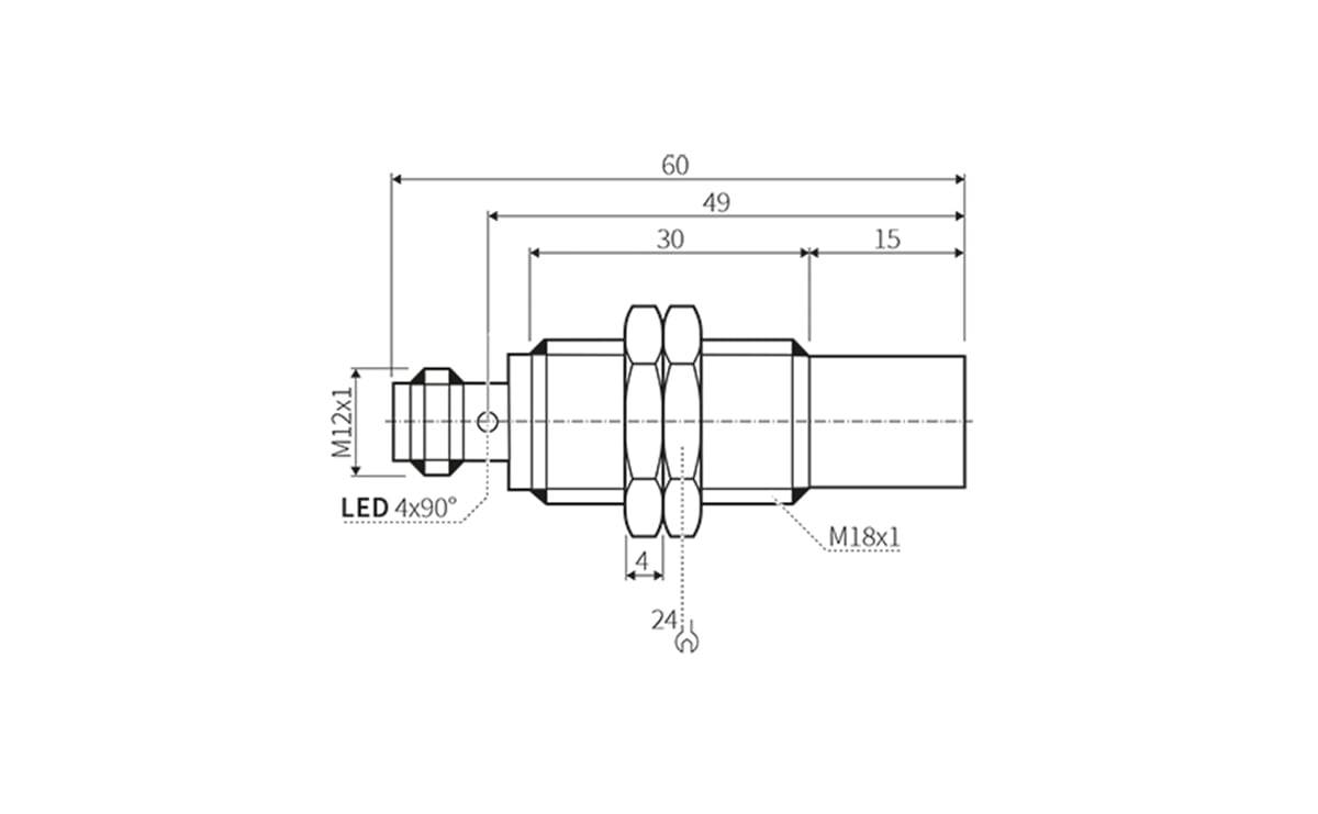 Induktiver Sensor Faktor 1 M18 15 mm IP69k - AI031 - autosen