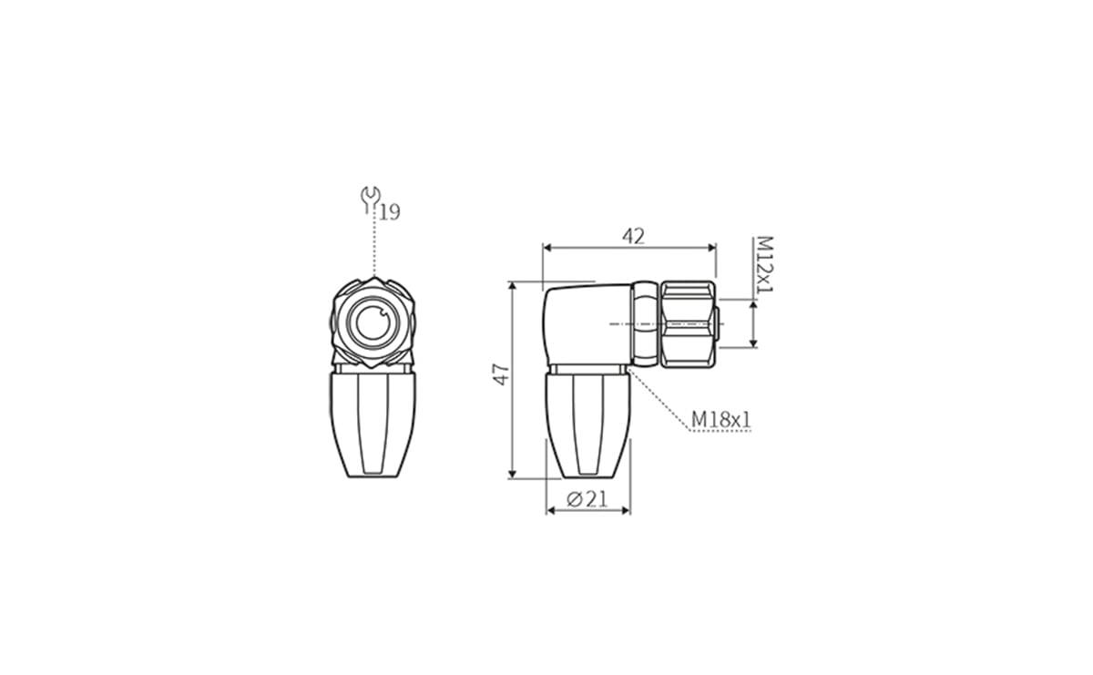Konfektionierbare Dose abgewinkelt M12 IP69k - AA962 - autosen