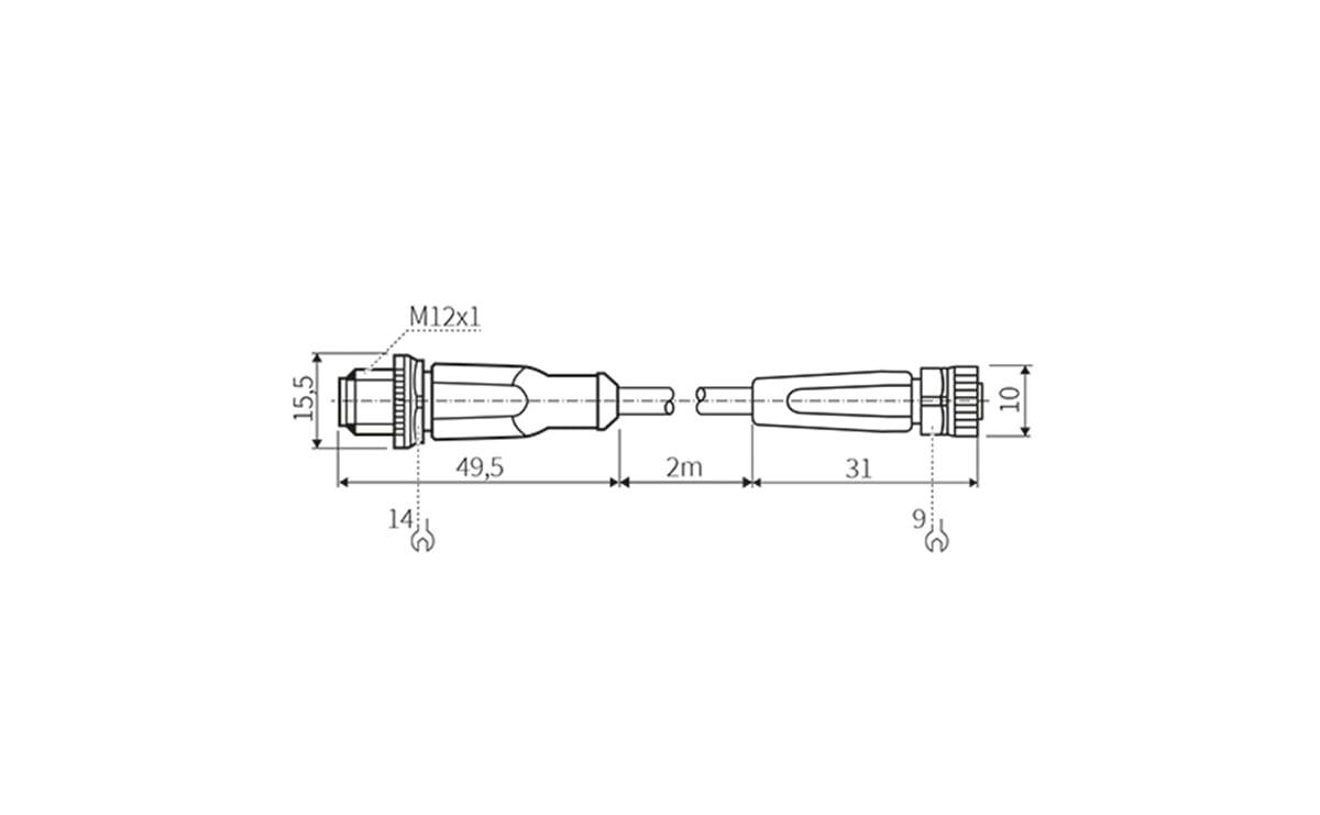 Verbindungsleitung M8/M12 4P PUR 2m IP69K - 2 m - AA208 - autosen
