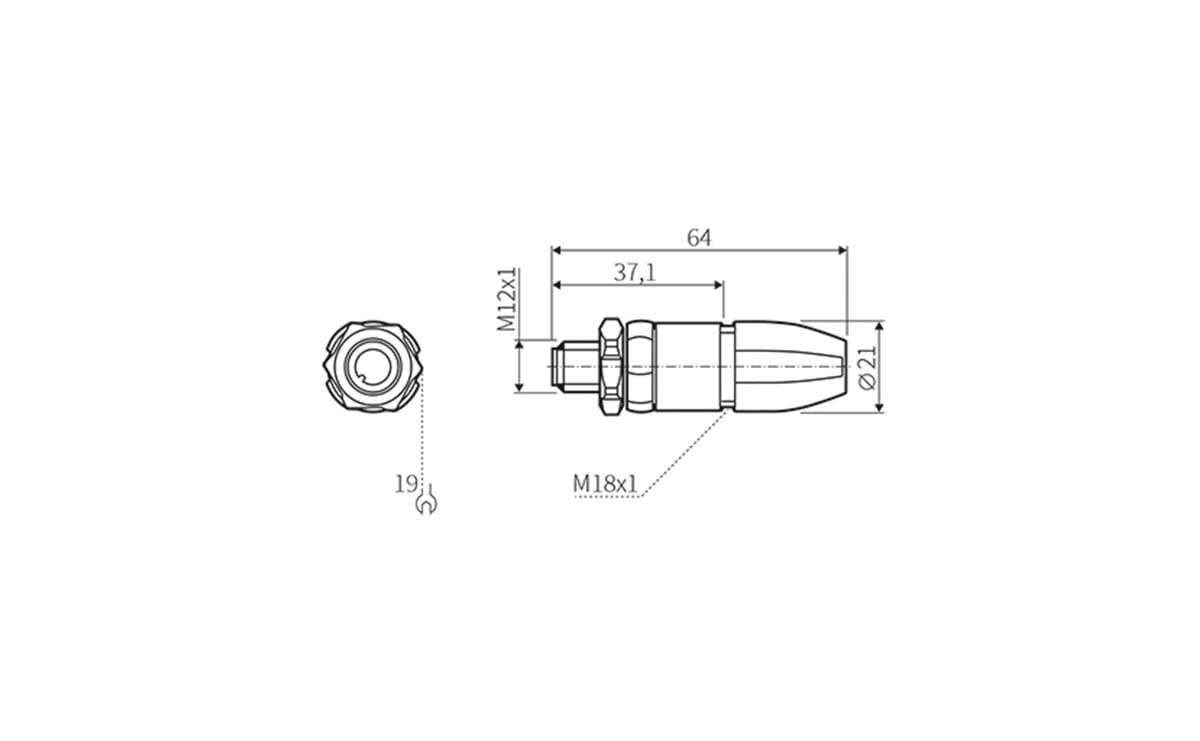 Konfektionierbarer Stecker gerade M12 IP69k - AA959 - autosen
