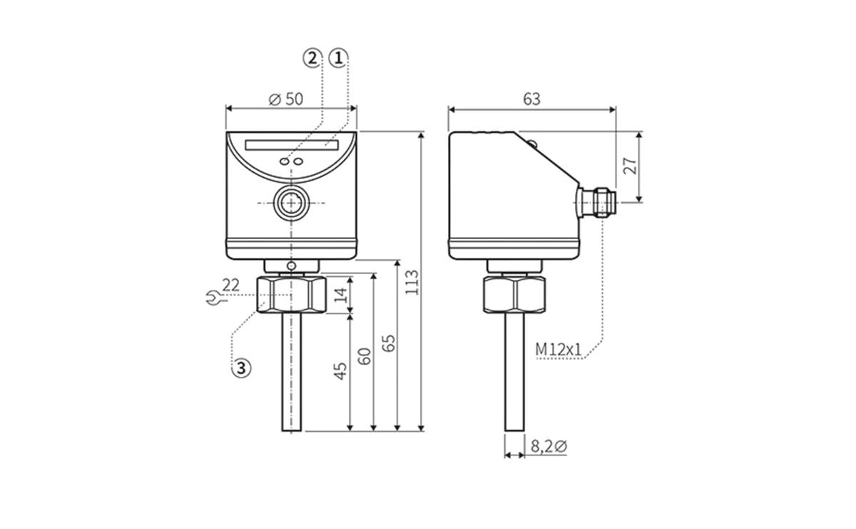 Kalorimetrischer Strömungssensor M18x1,5I - Innengewinde,M18 x 1,5,Für Adapter - AS001 - autosen
