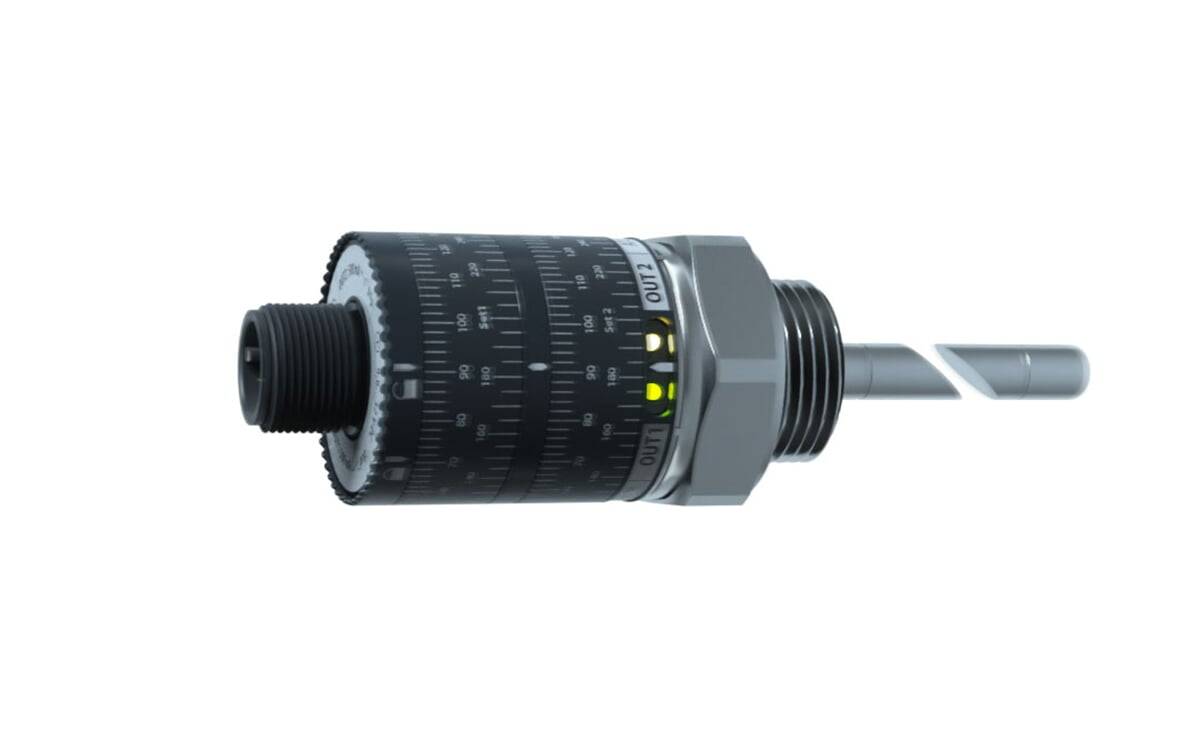 Ein zylindrischer Sensor mit einstellbaren Einstellungen, gekennzeichnet mit 