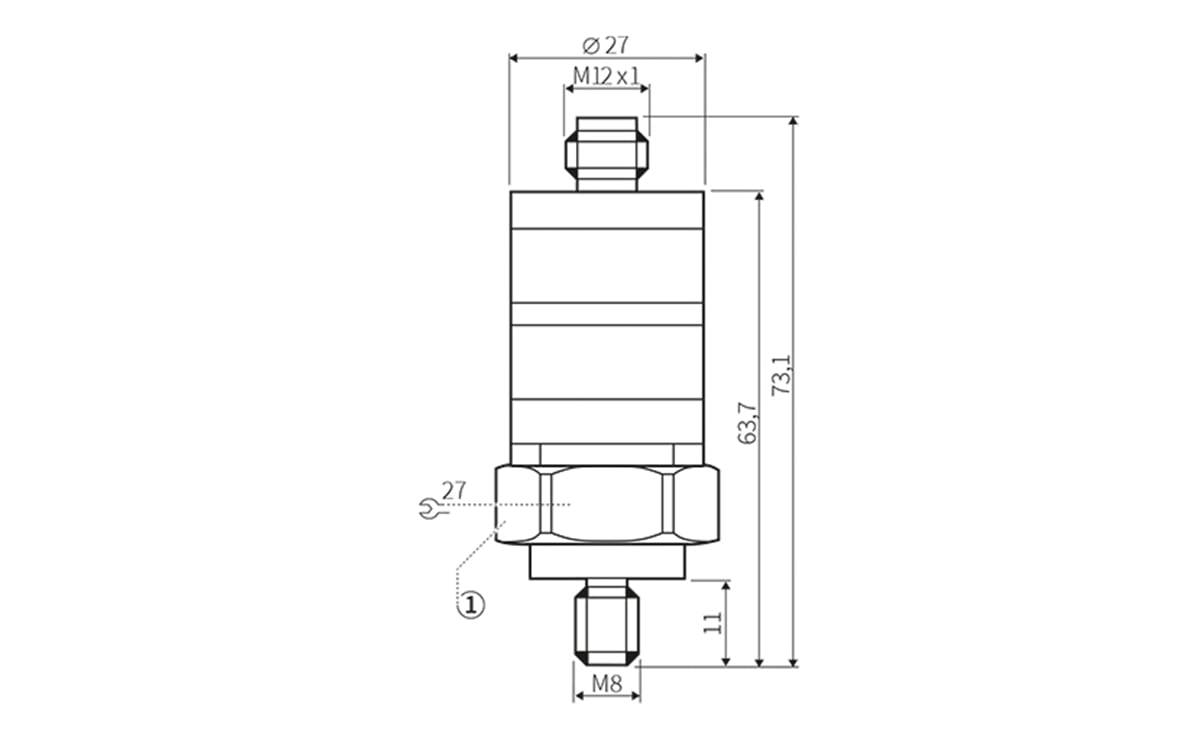 Vibrationssensor 0-25mm/s 1-1000Hz einstellbar ISO10816 - M12,Kontakte vergoldet,4-Polig - AV002 - autosen