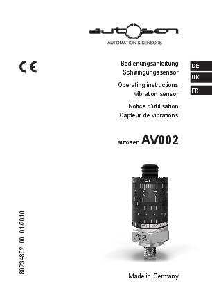 Vibrationssensor 0-25mm/s 1-1000Hz einstellbar ISO10816 - AV002 - autosen