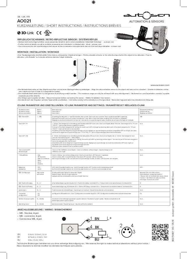 Reflexlichtschranke/ Optischer Sensor Miniatur - AO021 - autosen