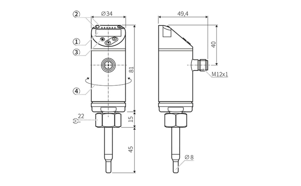 Kalorimetrischer Strömungssensor Programmierbar M18x1,5I - AS005 - autosen