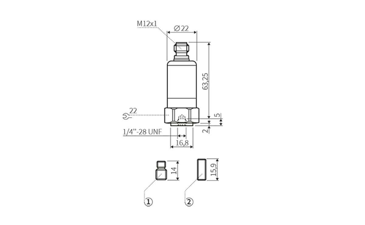 Vibrationssensor 0-25mm/s 1-1000Hz ISO10816 - M12,Kontakte vergoldet - AV001 - autosen