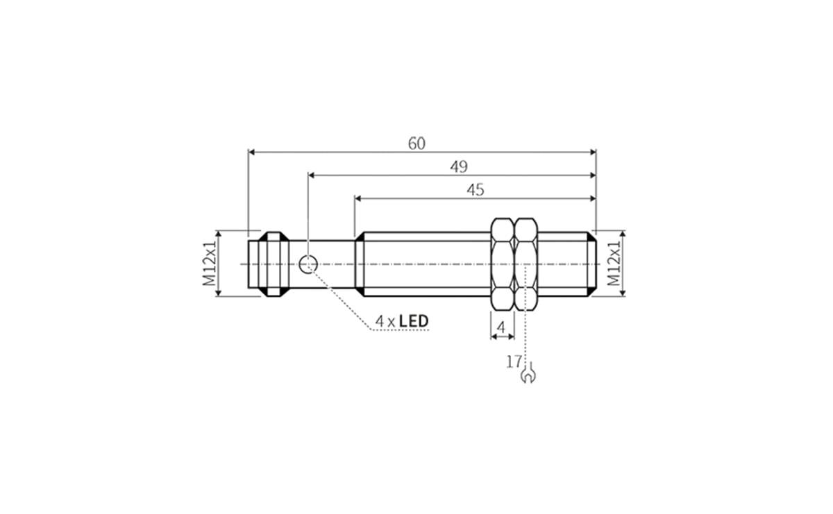 Induktiver Sensor Faktor 1 M12 4 mm IP69k - AI028 - autosen