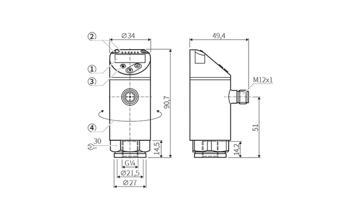 Drucksensor G1/4I Programmierbar (elektronisch) - Innengewinde,G 1/4 - 10 bar - AP006 - autosen